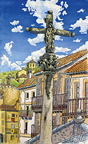セゴビア　十字架のある風景